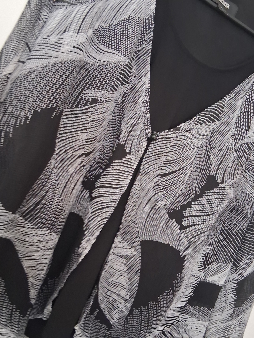 SLIM FACTOR Black White Blouse Size Large 2 Pieces - Picture 4 of 6